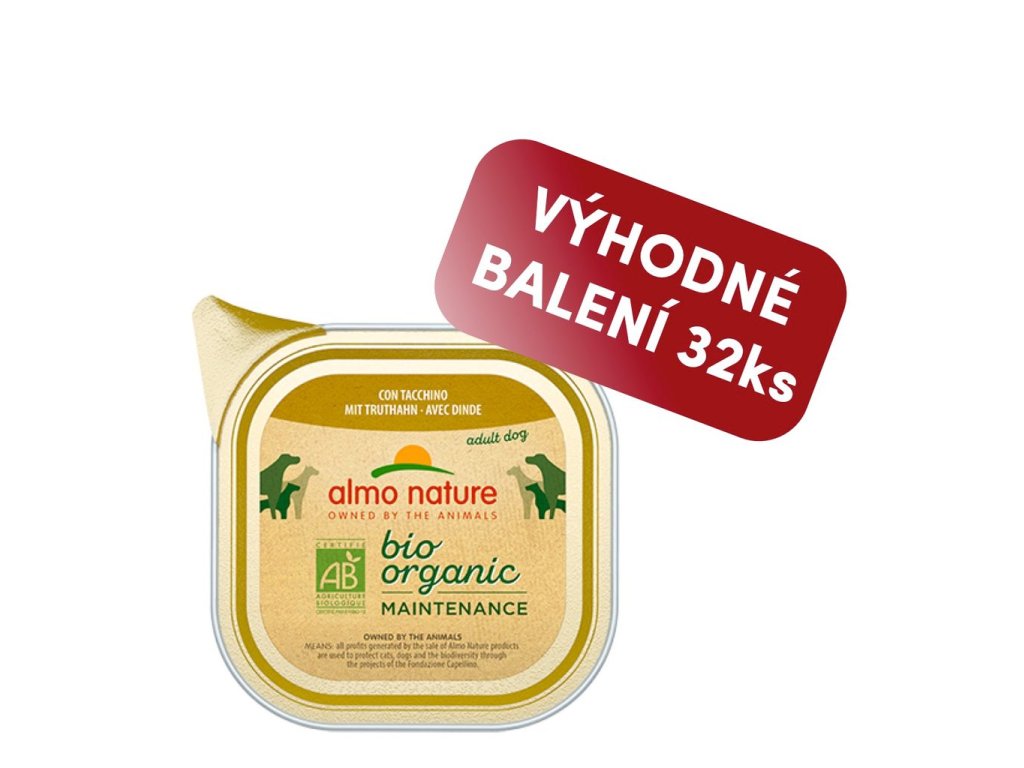 Almo Nature Bio Organic - vanička pro psy s krůtou 100g výhodné balení 32ks