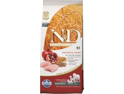 N&D ANCESTRAL GRAIN Dog LG Chicken, Spelt, Oats & Pomegranate Adult Medium & Maxi 12 kg