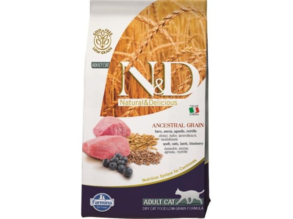 N&D ANCESTRAL GRAIN Cat LG Lamb, Spelt, Oats and Blueberry Adult 1,5 kg