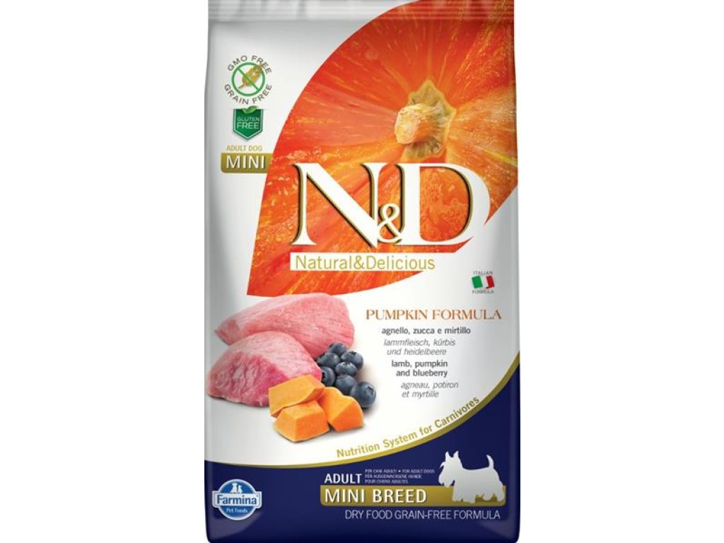 N&D PUMPKIN Dog GF Lamb & Blueberry Adult Mini 2,5 kg