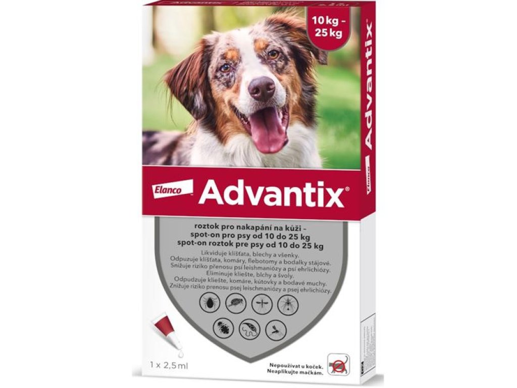 Advantix S.O. pes 10-25kg a.u.v. červený sol 1 x 2,5 ml