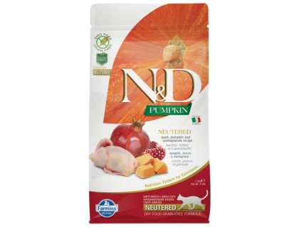 N&D PUMPKIN Cat GF Quail & Pomegranate Neutered Adult 1,5 kg