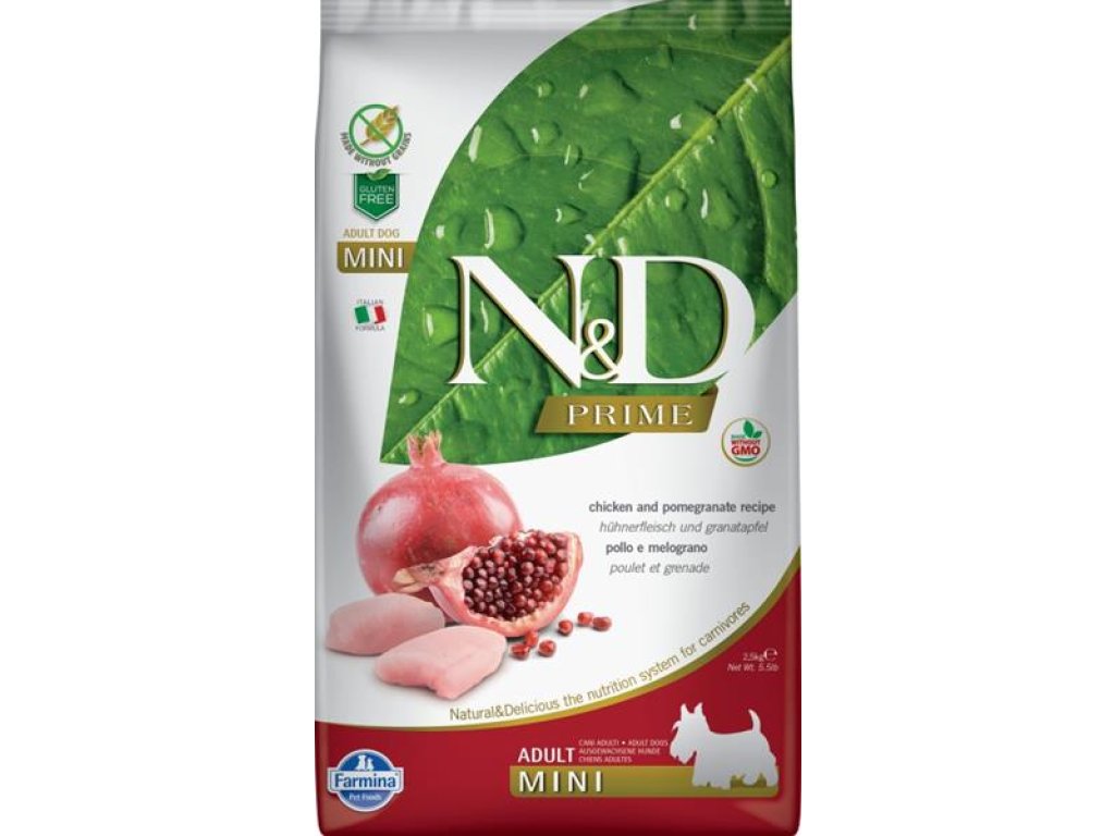 N&D PRIME Dog GF Chicken & Pomegranate Adult Mini 2,5 kg