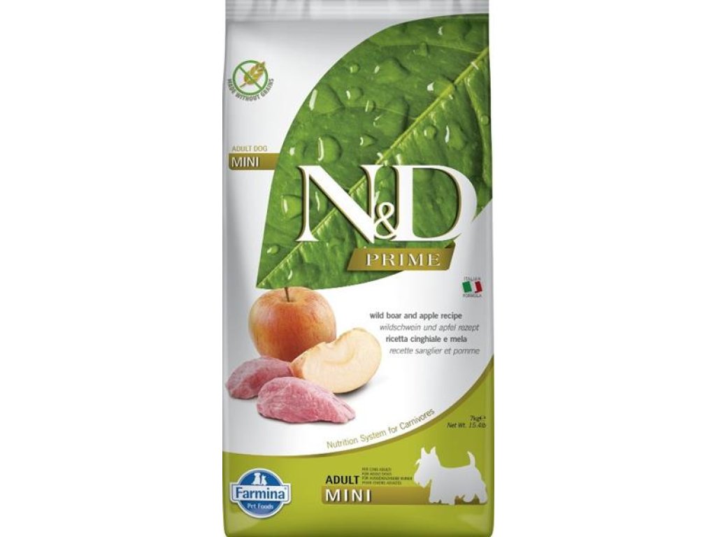 N&D PRIME Dog GF Wild Boar & Apple Adult Mini 7 kg