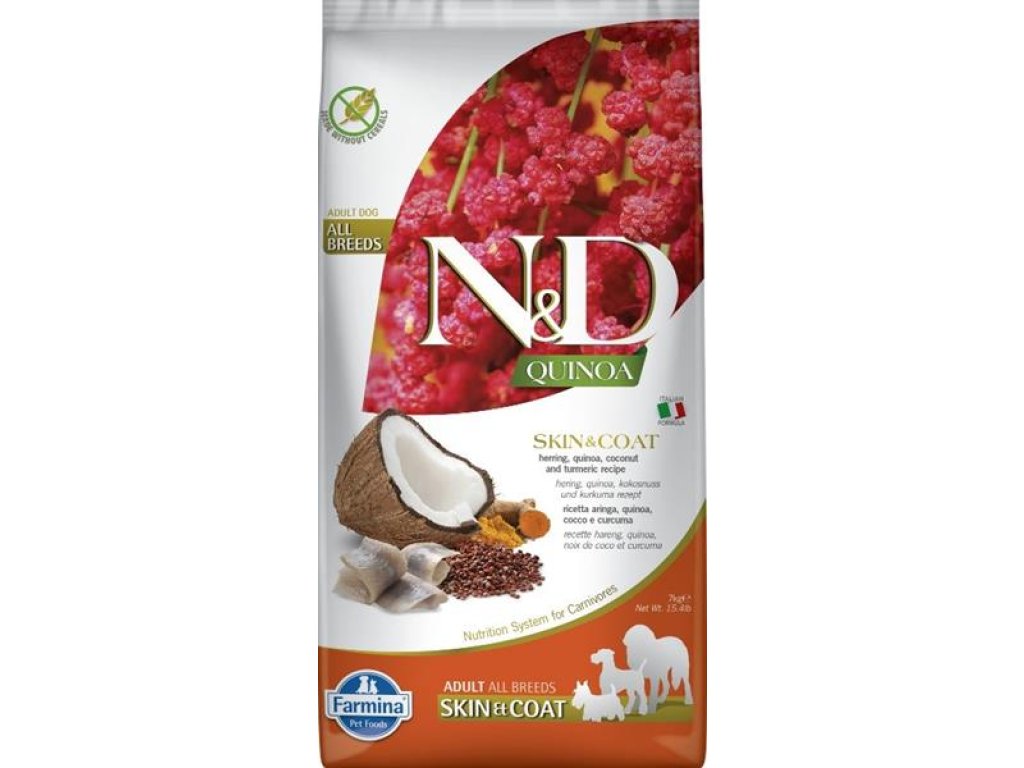 N&D QUINOA Dog GF Skin & Coat, Herring & Coconut Adult All Breeds 7 kg