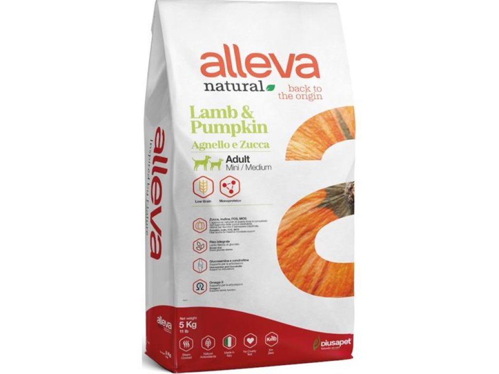 ALLEVA NATURAL Dog Dry Adult Lamb&Pumpkin Mini/Medium 5kg