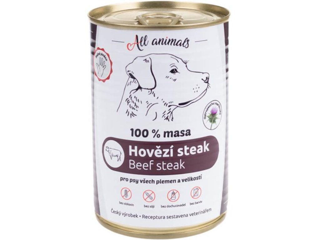 ALL ANIMALS konz. pro psy hovězí steak 400g