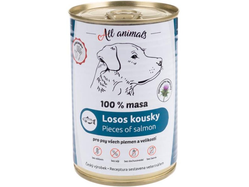 ALL ANIMALS konz. pro psy losos kousky 400g
