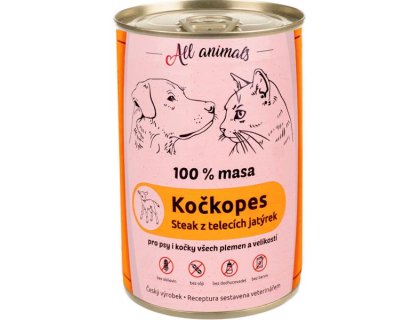 ALL ANIMALS Kočkopes konz. telecí játrový steak 400g