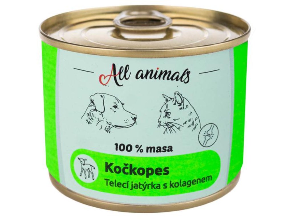 ALL ANIMALS Kočkopes konz. telecí jatýrka s kolagenem 200g