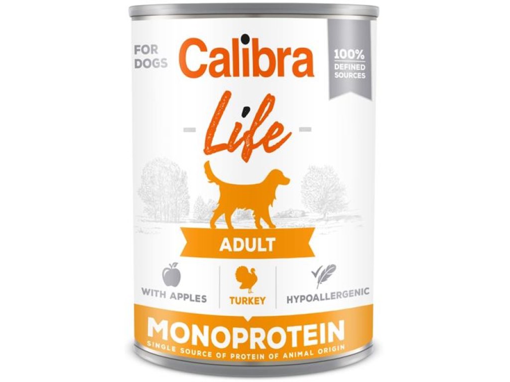 Calibra Dog Life konz. Adult Turkey with apples 400g