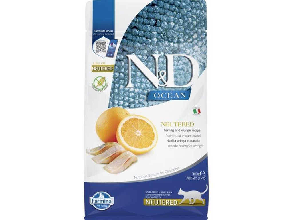 N&D OCEAN Cat GF Herring & Orange Neutered Adult 300 g