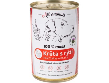 ALL ANIMALS konz. pro psy krůta mletá s rýží 400g