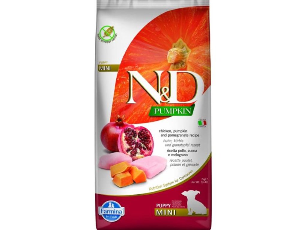 N&D PUMPKIN Dog GF Chicken & Pomegranate Puppy Mini 7 kg