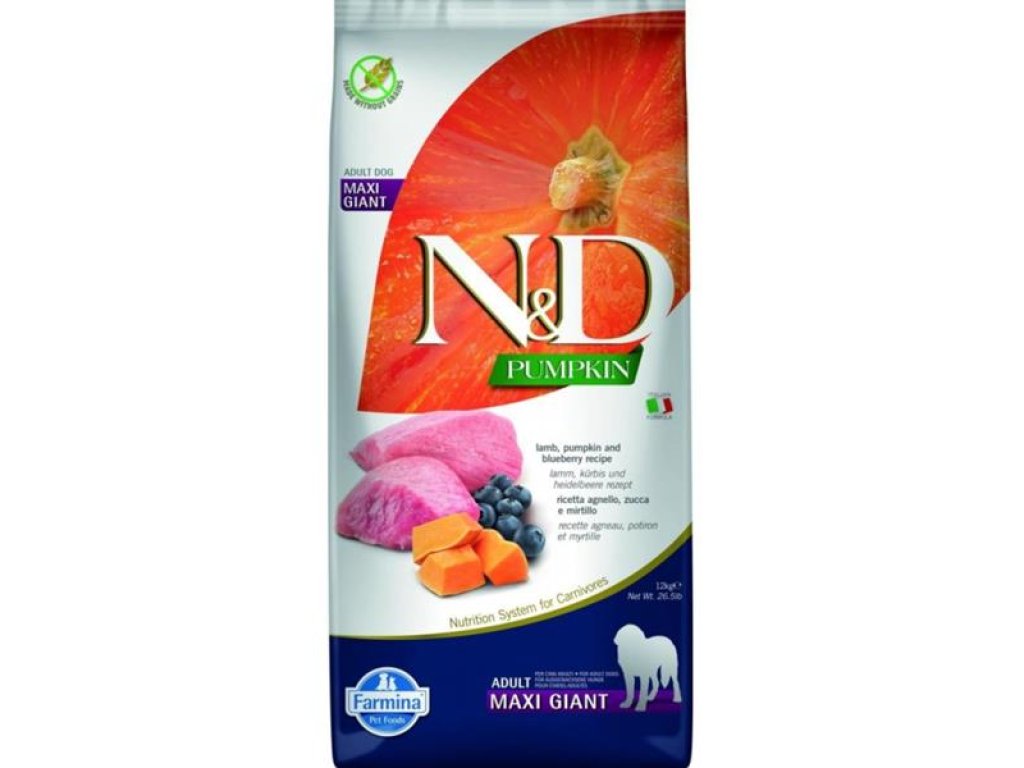 N&D PUMPKIN Dog GF Lamb & Blueberry Adult Giant Maxi 12 kg