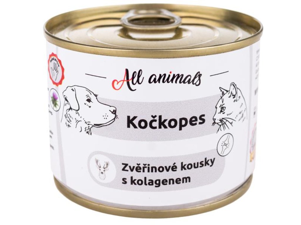 ALL ANIMALS Kočkopes konz. zvěřinové kousky s kolagenem 200g