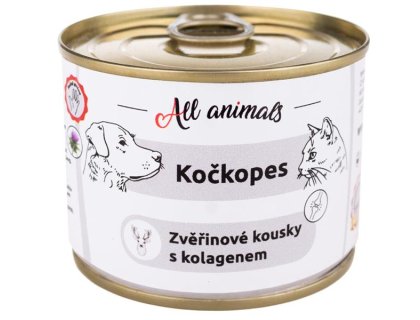 ALL ANIMALS Kočkopes konz. zvěřinové kousky s kolagenem 200g