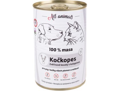 ALL ANIMALS Kočkopes konz. zvěřinové kousky s kolagenem 400g