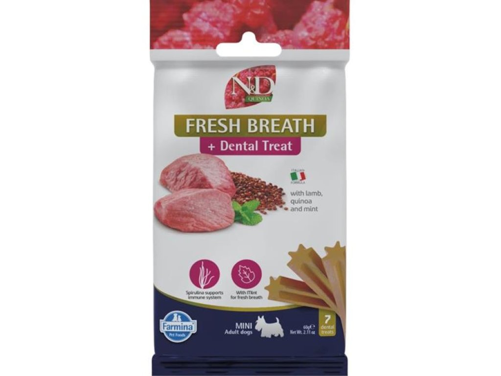 N&D QUINOA Dog Dental Snack Fresh Breath Mini 60 g