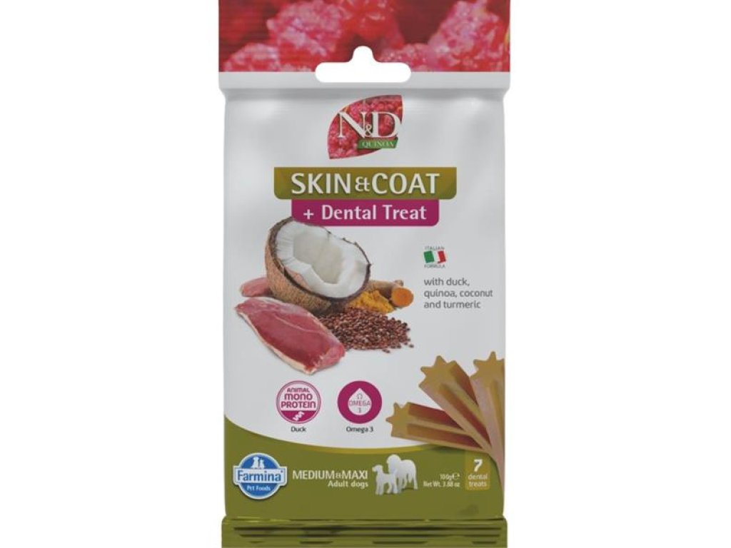 N&D QUINOA Dog Dental Snack Skin & Coat Duck Medium & Maxi 100 g