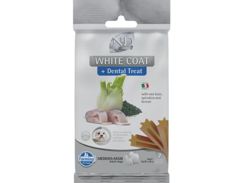 N&D WHITE Dog Dental Snack Sea Bass Medium & Maxi 100 g