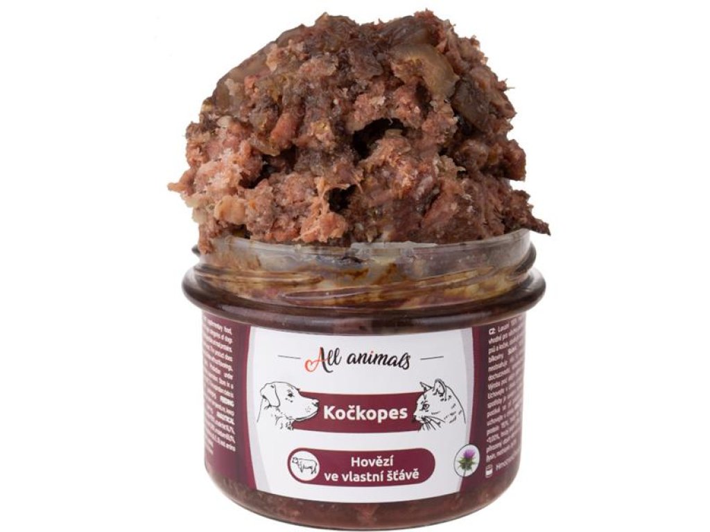 ALL ANIMALS Kočkopes sklo Hovězí ve vl. šťávě 200g