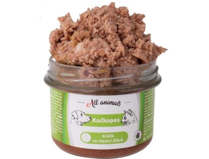 ALL ANIMALS Kočkopes sklo Králík ve vl. šťávě 200g