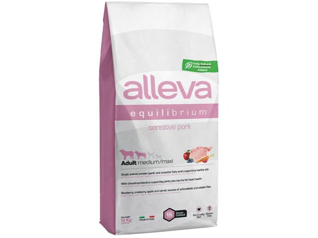 ALLEVA EQUILIBRIUM Dog Dry Adult Sensitive Pork Medium/Maxi 12 kg