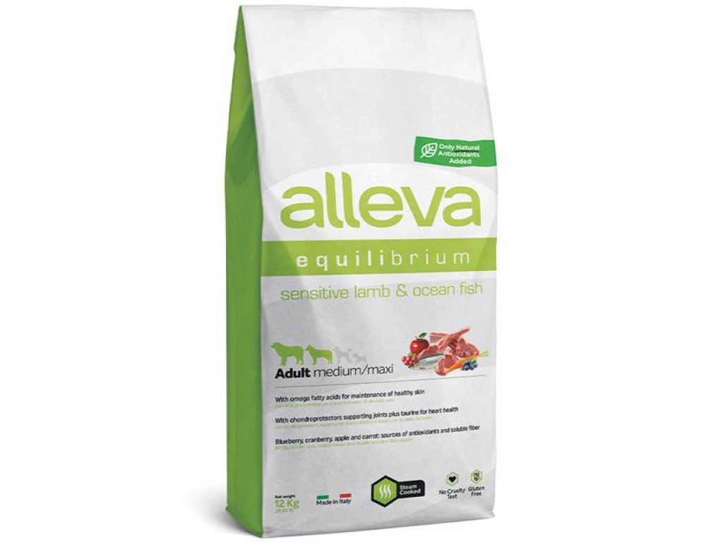 ALLEVA EQUILIBRIUM Dog Dry Adult Sensitive Lamb & Ocean Fish Medium/Maxi 12 kg