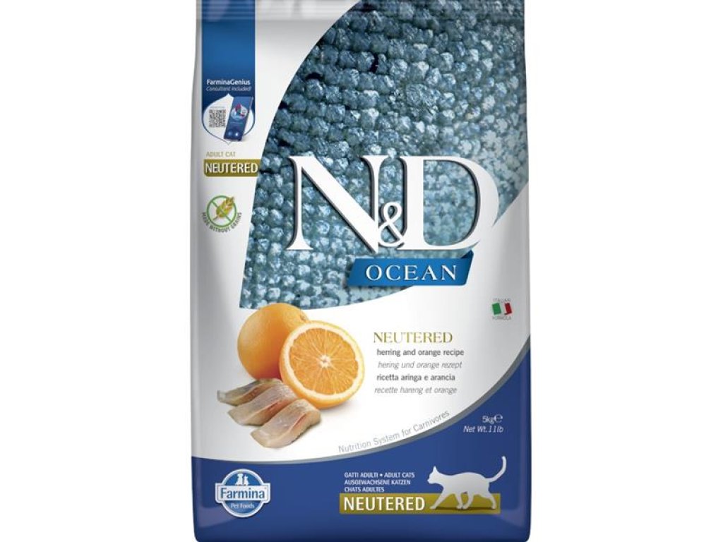 N&D OCEAN Cat GF Neutered Adult Herring & Orange 5 kg