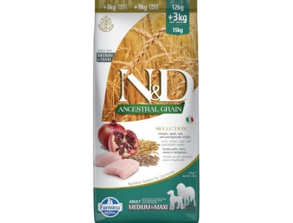 N&D ANCESTRAL GRAIN Selection Dog LG Chicken & Pomegranate Adult Medium & Maxi 15 kg