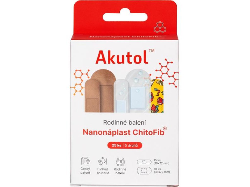 Akutol Nanonáplast ChitoFib, Rodinné balení - 25 ks
