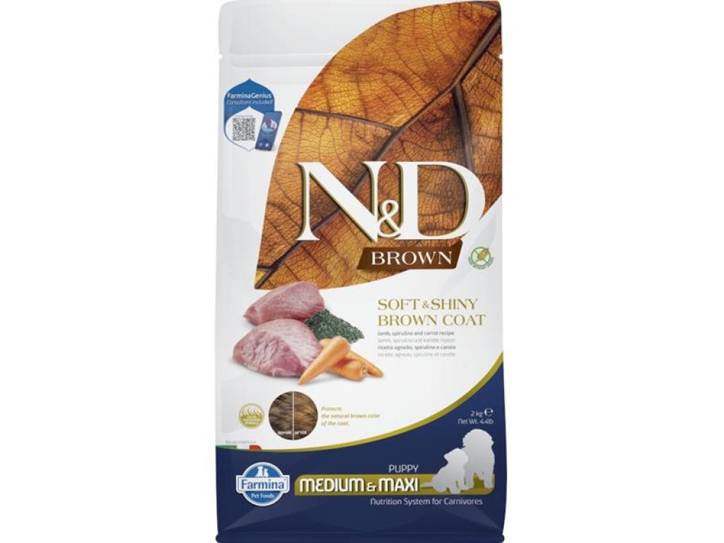 N&D BROWN Dog GF Lamb, Spirulina & Carrot Puppy Medium & Maxi 2 kg