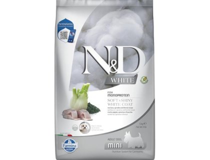 N&D WHITE Dog GF Sea Bass, Spirulina & Fennel Adult Mini 5 kg