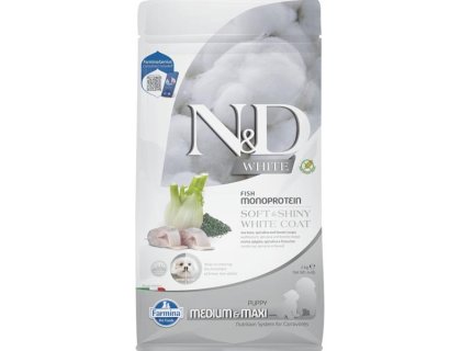 N&D WHITE Dog GF Sea Bass, Spirulina & Fennel Puppy Medium & Maxi 2 kg