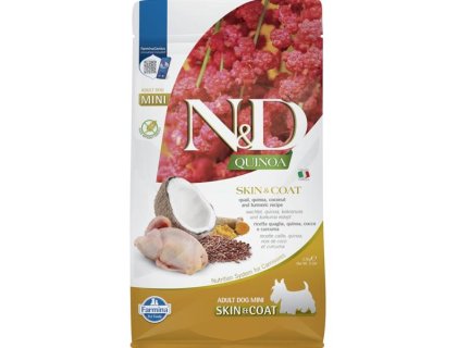 N&D QUINOA Dog GF Skin & Coat, Quail & Coconut Adult Mini 2,5 kg