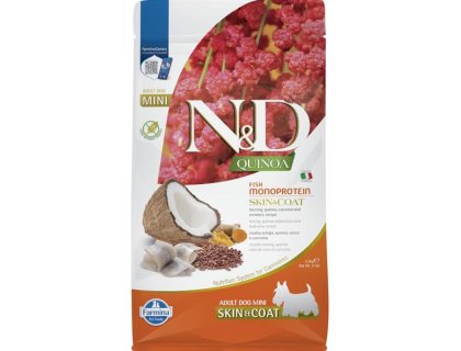 N&D QUINOA Dog GF Skin & Coat, Herring & Coconut Adult Mini 2,5 kg