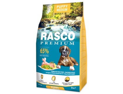 Krmivo Rasco Premium Puppy Medium kuře s rýží 3kg