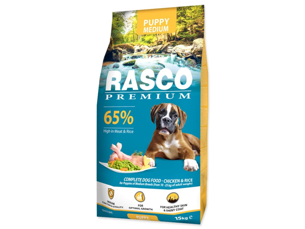 Krmivo Rasco Premium Puppy Medium kuře s rýží 15kg