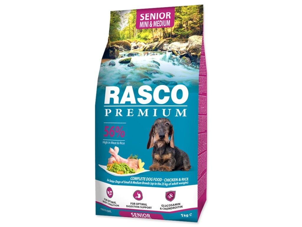 Krmivo Rasco Premium Senior Mini & Medium kuře s rýží 1kg