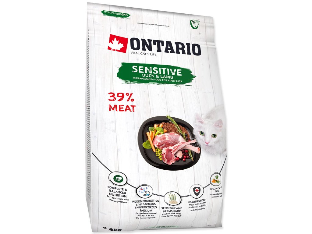 Krmivo Ontario Cat Sensitive/Derma 2kg