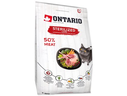 Krmivo Ontario Cat Sterilised Lamb 2kg