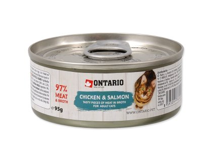 Konzerva Ontario kuřecí kousky a losos 95g