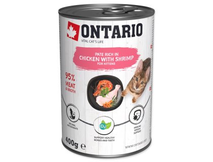 Konzerva Ontario Kitten kuře s krevetami, paté 400g