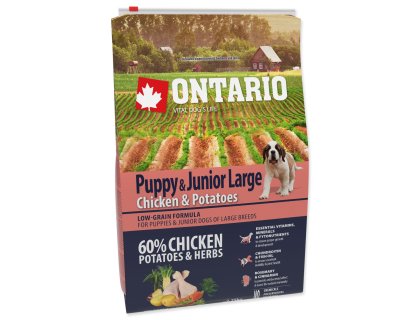 Krmivo Ontario Puppy & Junior Large Chicken & Potatoes 2,25kg