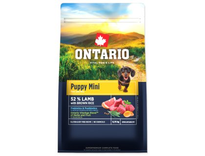 Krmivo Ontario Puppy Mini Lamb & Brown Rice 0,75kg