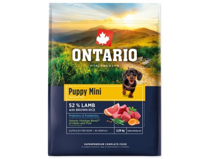 Krmivo Ontario Puppy Mini Lamb & Brown Rice 2,25kg