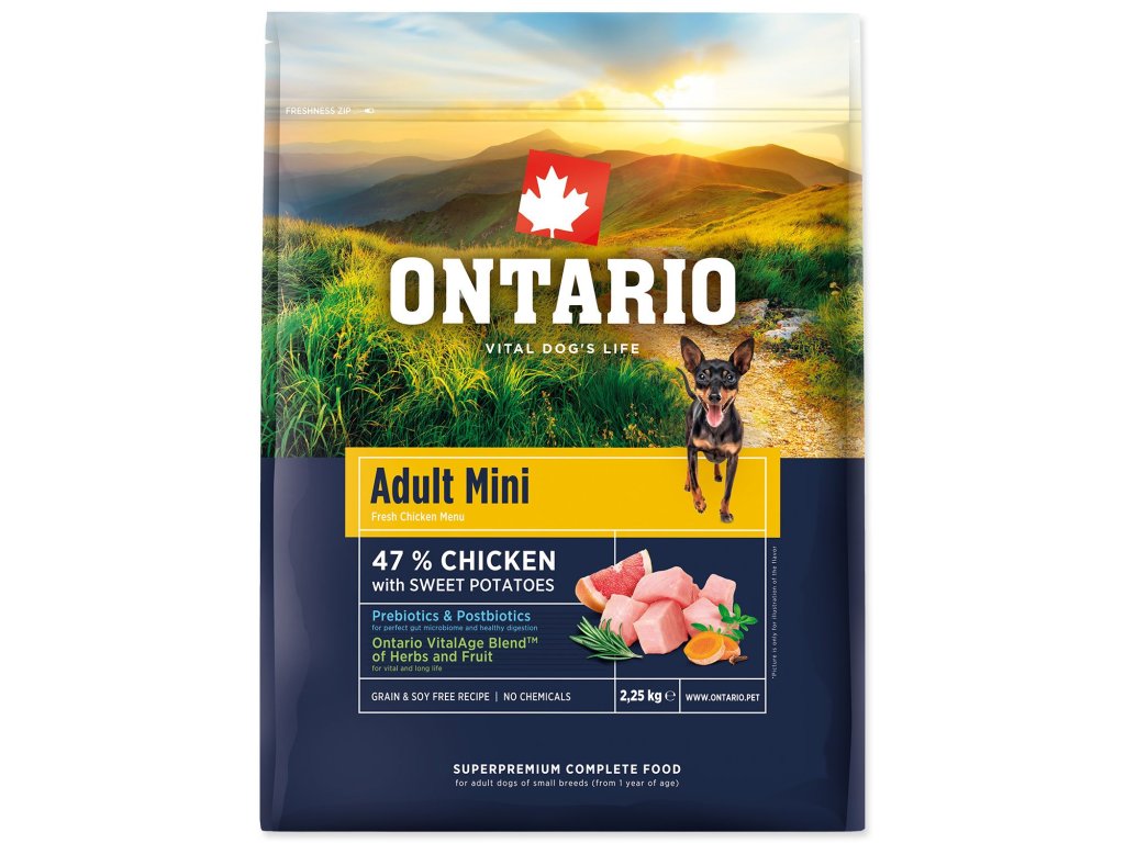 Krmivo Ontario Adult Mini Chicken & Sweet Potatoes 2,25kg
