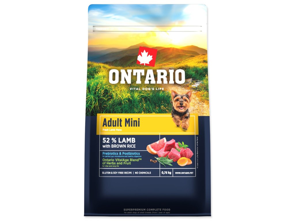 Krmivo Ontario Adult Mini Lamb & Brown Rice 0,75kg