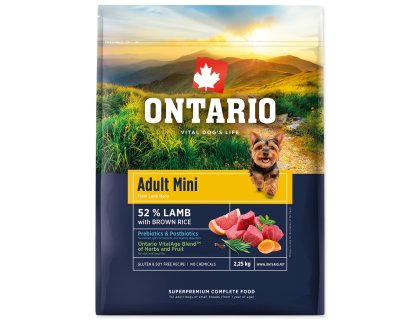 Krmivo Ontario Adult Mini Lamb & Brown Rice 2,25kg